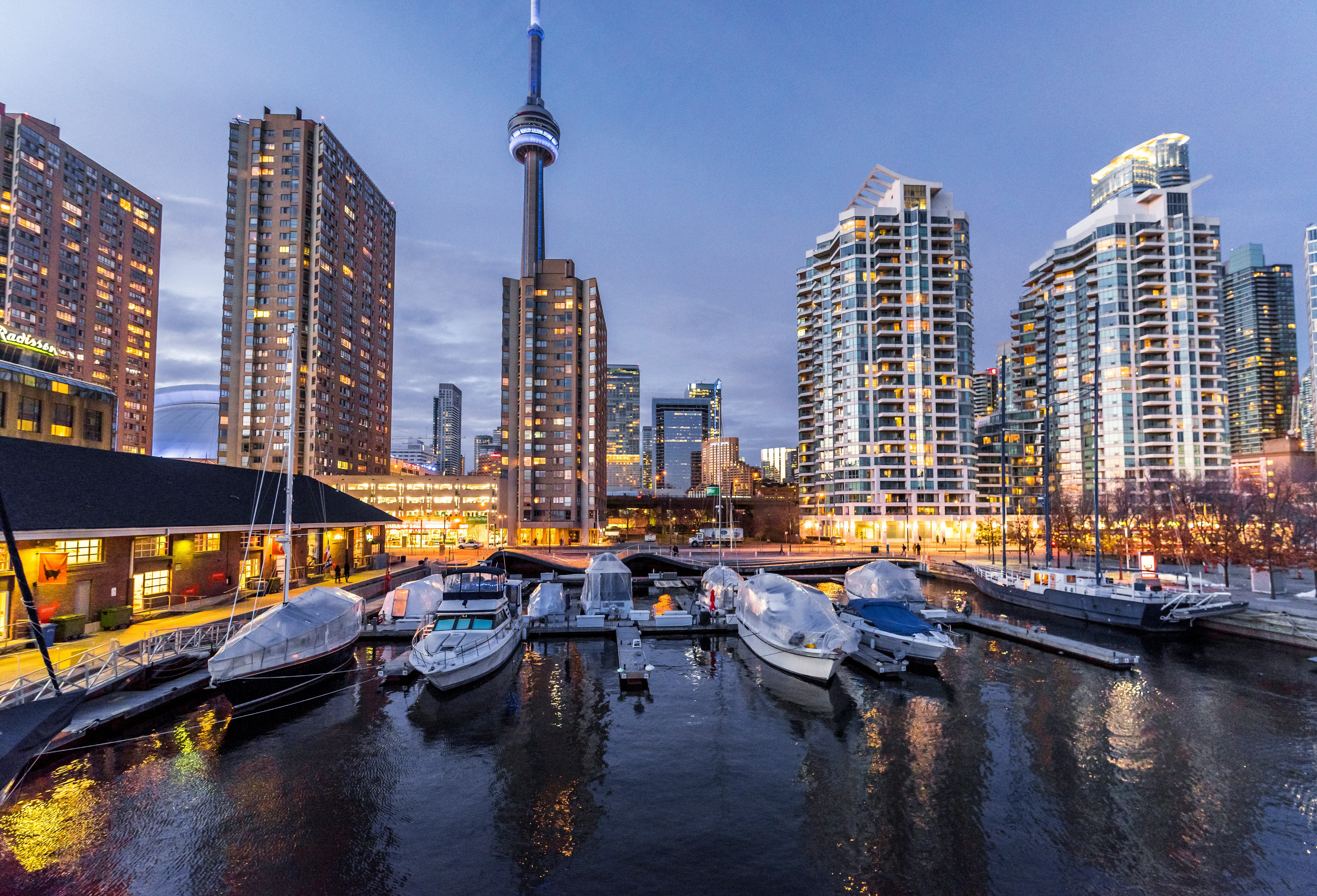 Toronto waterfront at dusk
